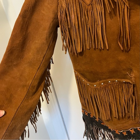 Vintage Rust Brown Suede Fringe Western Jacket - Picture 4 of 9